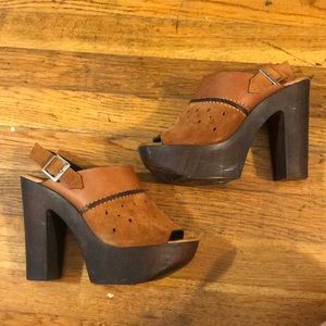 Charles David Leather and Suede Platform Heel